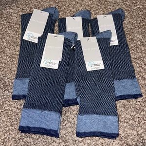 NWT 5 Pair West Loop Dark/Light Blue mini checkered Mens Crew Socks